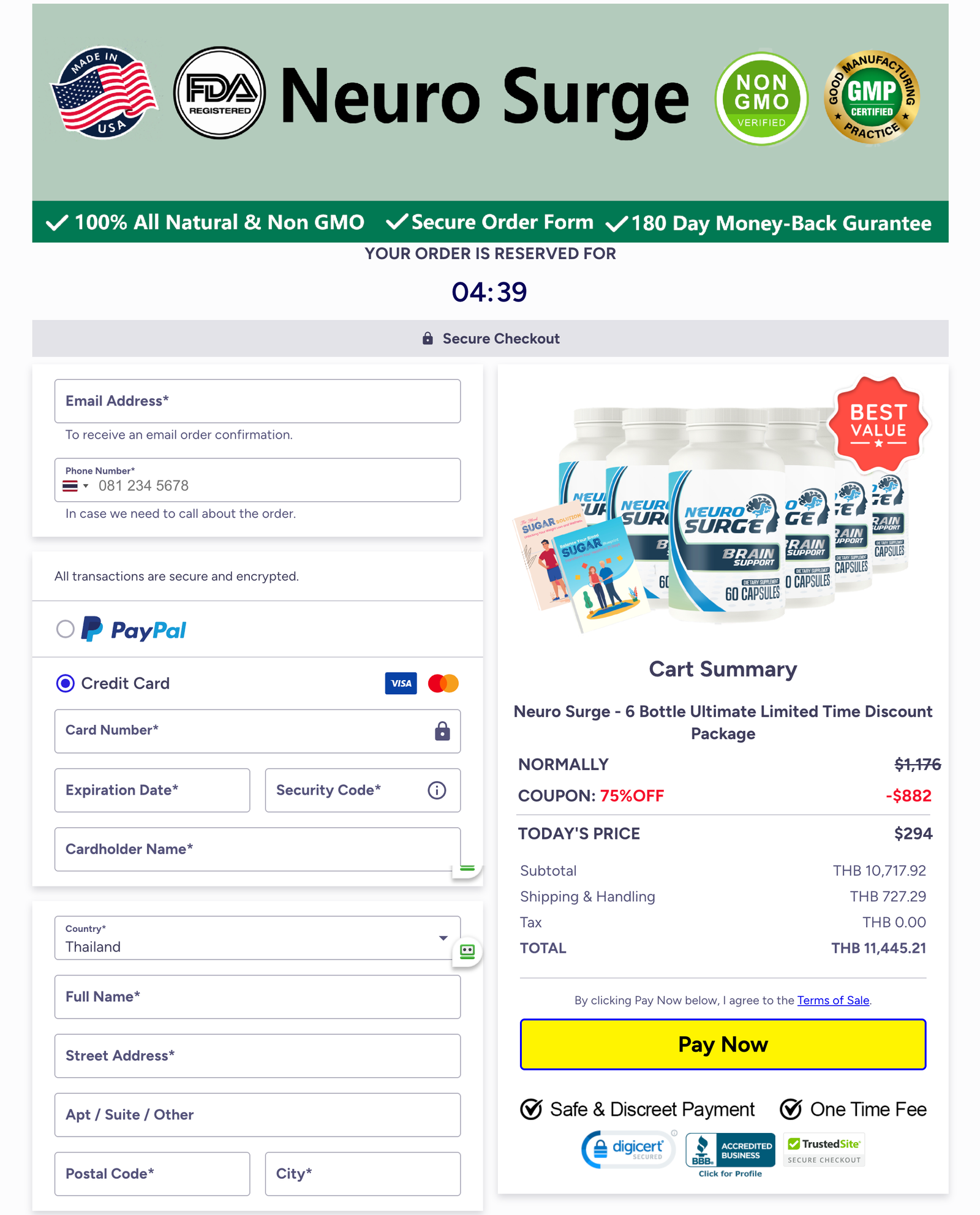 Neuro Surge Official Website Secure Order Page